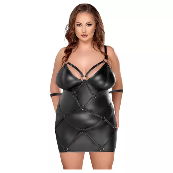 Cottelli Plus Size - szexi ruha bilinccsel (fekete)