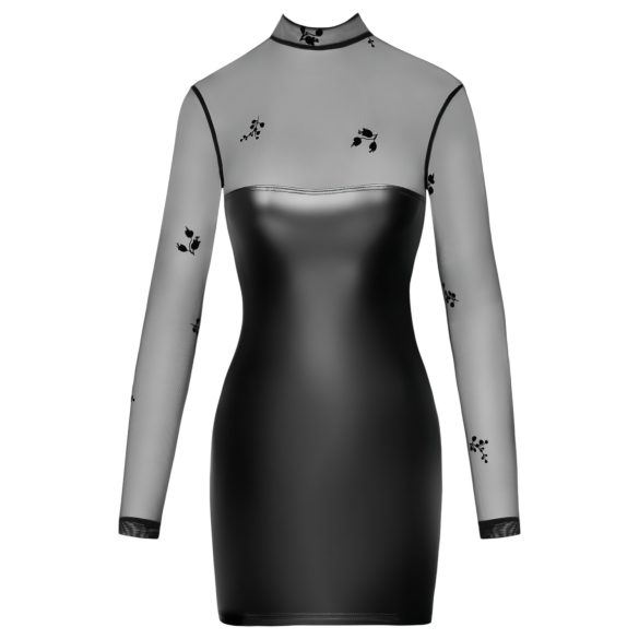 Noir - átlátszó felsős fényes ruha (fekete)