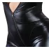 Cottelli Plus Size - fényes hosszúujjú party overál, macskanő jelmez (fekete)