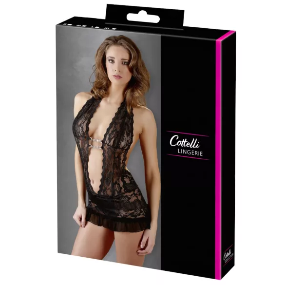 Cottelli - Nyakpántos csipke mini (fekete)