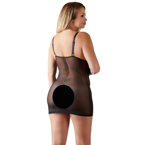 Cottelli Plus Size - csipkés átlátszó hálóing (fekete)