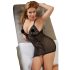 Cottelli Plus Size - csipkés átlátszó hálóing (fekete)