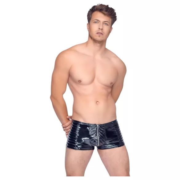 Black Level - cipzáras, fényes férfi short (fekete)