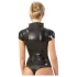 Late X cipzáras, rövidujjú női felső, szexi fétis viselet (fekete)