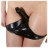Late X - női latex bugyi belső dildóval (fekete)