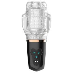   Funny Me Rocket Cup - szívó-rezgő maszturbátor (átlátszó-fekete)