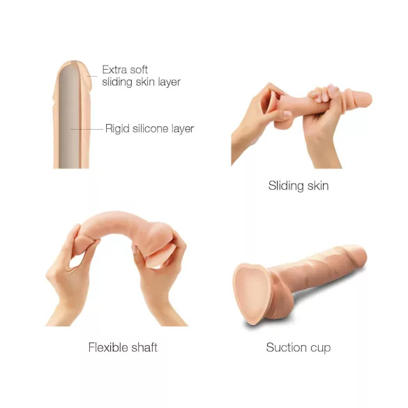 Strap-on-me M - kétrétegű, tapadókorongos dildó (testszínű)
