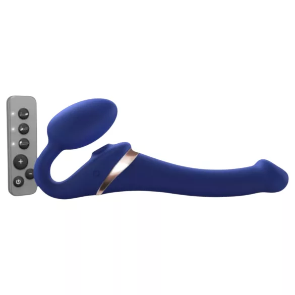 Strap-on-me S - felcsatolható, léghullámos vibrátor (kék)