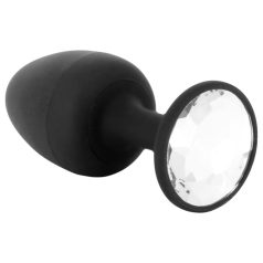 Dorcel Geisha Plug Diamond L - fehér köves anál plug (fekete)   Dorcel Geisha Plug Diamond L - fehér köves anál plug (fekete)