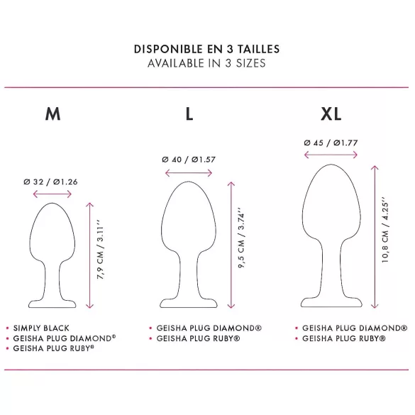Dorcel Geisha Plug Diamond XL - fehér köves anál plug (fekete)