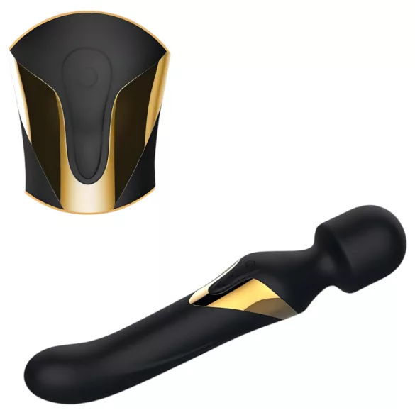 Dorcel Dual Orgasms Gold - 2in1 masszírozó vibrátor, wand masszírozó (fekete)