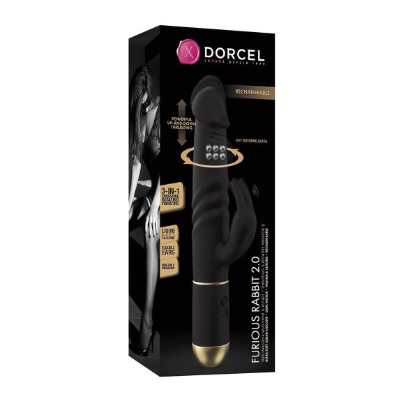 Dorcel Furious Rabbit 2.0 - lökő csiklókaros vibrátor (fekete)