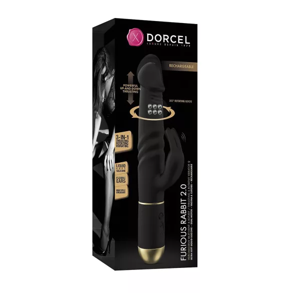 Dorcel Furious Rabbit 2.0 - lökő csiklókaros vibrátor (fekete)