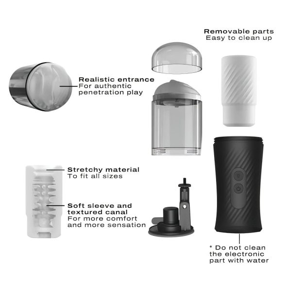 Dorcel Thrust Blow - akkus, lökő maszturbátor (fekete)