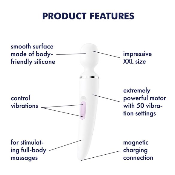 Satisfyer Wand-er Woman - vízálló masszírozó vibrátor (fehér)
