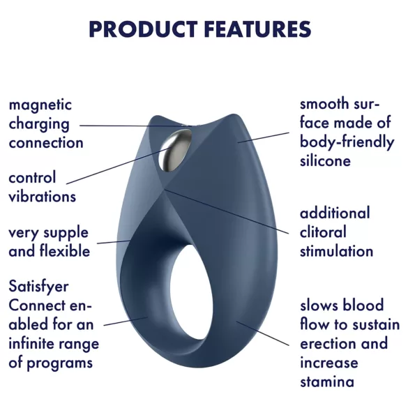 Satisfyer Royal One - App-vezérelt vibrációs péniszgyűrű (kék)