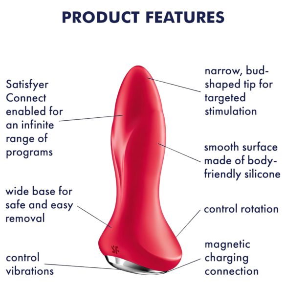 Satisfyer Rotator Plug 1 - gyöngyös anál vibrátor (piros)