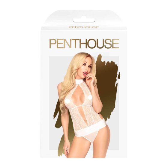 Penthouse Perfect Lover - csipkés, nyakpántos body (fehér)