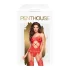 Penthouse Hot Nightfall - hullámos, nyitott necc szett (piros)