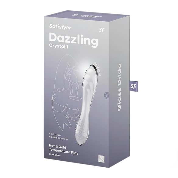 Satisfyer Dazzling Crystal 1 - kétvégű üveg dildó (átlátszó)