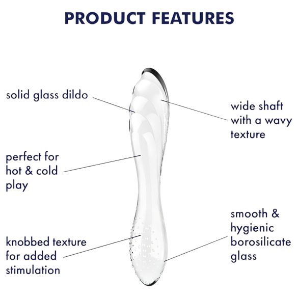 Satisfyer Dazzling Crystal 1 - kétvégű üveg dildó (átlátszó)