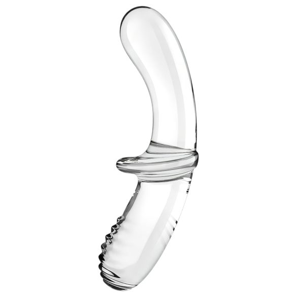 Satisfyer Double Crystal - kétvégű üveg dildó (átlátszó)