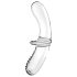 Satisfyer Double Crystal - kétvégű üveg dildó (átlátszó)