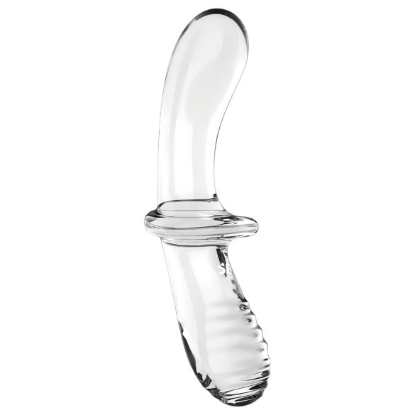 Satisfyer Double Crystal - kétvégű üveg dildó (átlátszó)