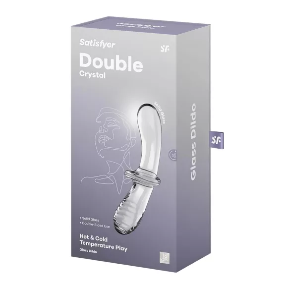 Satisfyer Double Crystal - kétvégű üveg dildó (átlátszó)