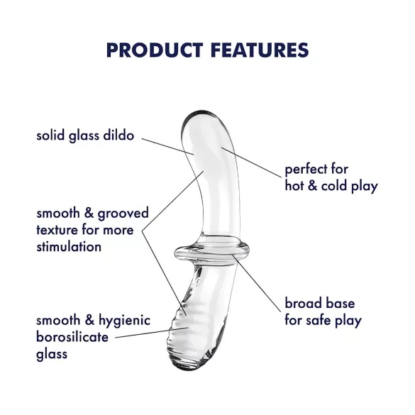 Satisfyer Double Crystal - kétvégű üveg dildó (átlátszó)