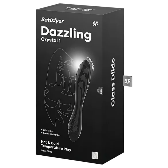 Satisfyer Dazzling Crystal 1 - dupla végű üveg dildó (fekete)