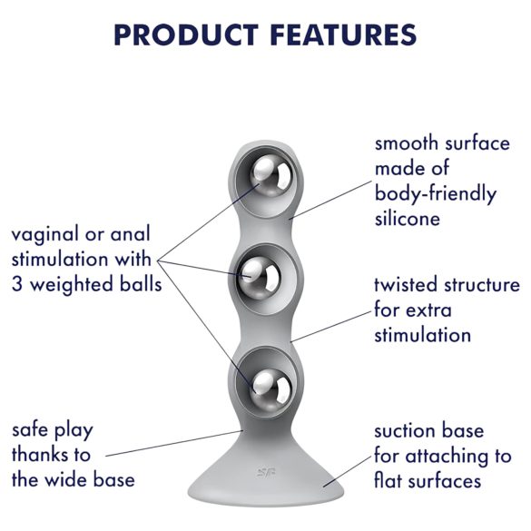 Satisfyer Triple Ball-R - gyöngyös dildó (szürke)