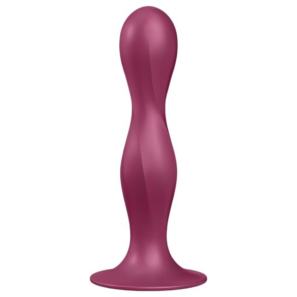 Satisfyer Double Ball-R - tapadókorongos súlyozott dildó (piros)