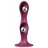 Satisfyer Double Ball-R - tapadókorongos súlyozott dildó (piros)