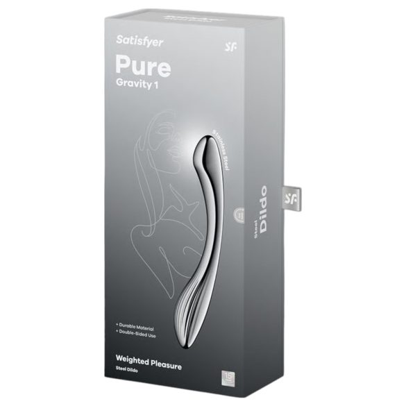 Satisfyer Pure Gravity 1 - bordázott acéldildó (ezüst)
