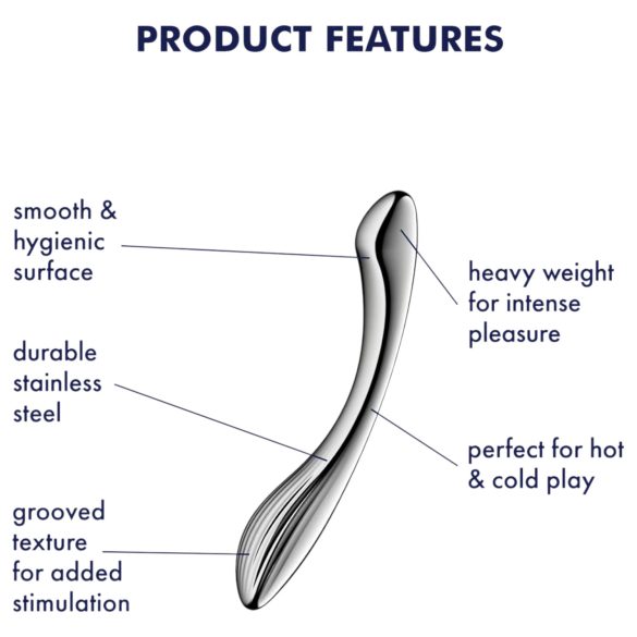 Satisfyer Pure Gravity 1 - bordázott acéldildó (ezüst)