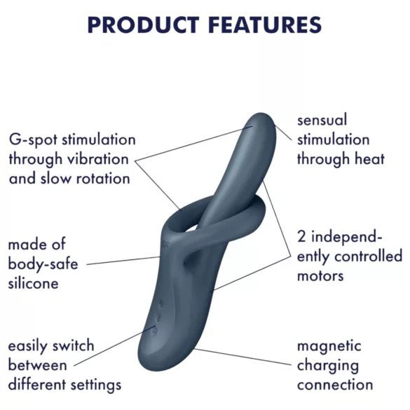 Satisfyer Heat Flex 4 - melegítő csiklókaros vibrátor (szürke)
