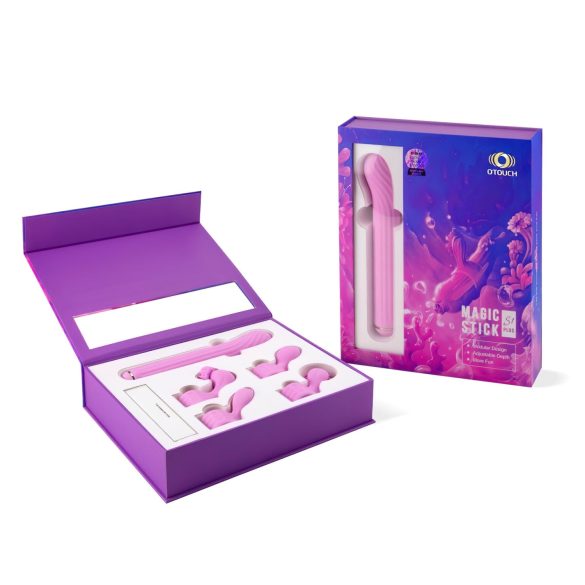 Magic Stick - vibrátor, cserélhető feltétekkel (pink)
