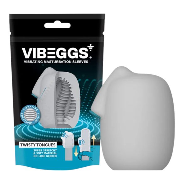 VIBEGGS Twisty Tongues - vibrációs tojás maszturbátor (fehér)