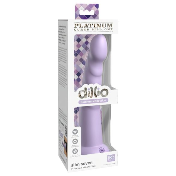 Dillio Slim Seven - tapadókorongos stimuláló dildó (20cm) - lila