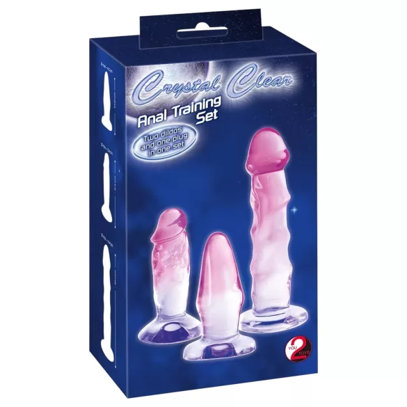 Crystal Clear - anál tréner szett kezdőknek, 3 db (átlátszó-pink)