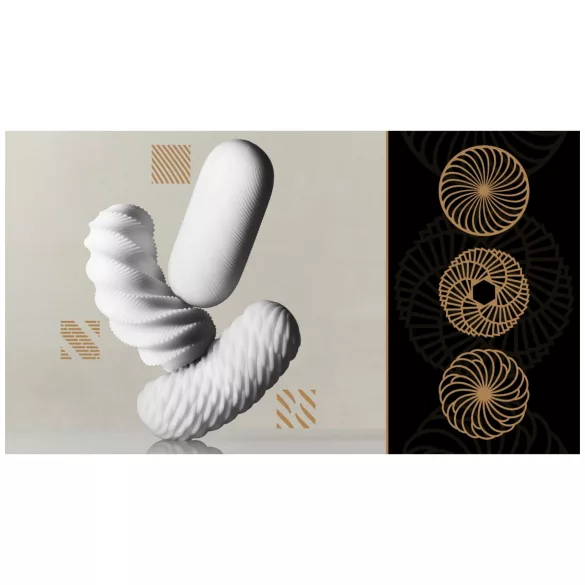 TENGA 3Dx Spiral - spirál mintás férfi maszturbátor (fehér)
