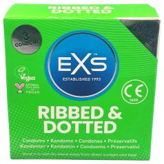 EXS Ribbed, Dotted and Flared - pontozott óvszer (3db) EXS Ribbed, Dotted and Flared - pontozott óvszer (3db)