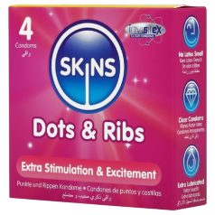 Skins - bordázott és pontozott óvszer (4db) Skins - bordázott és pontozott óvszer (4db)