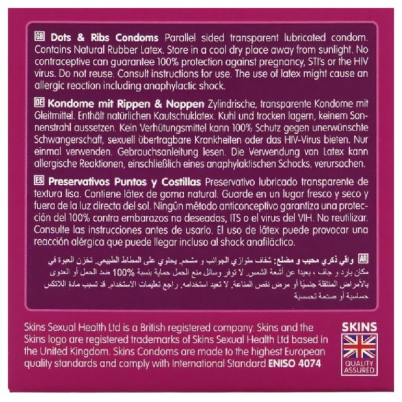 Skins - bordázott és pontozott óvszer (4db)