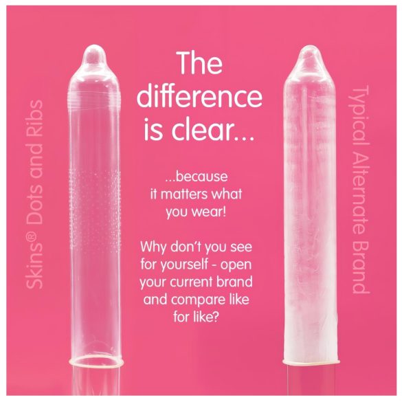 Skins - bordázott és pontozott óvszer (8db)