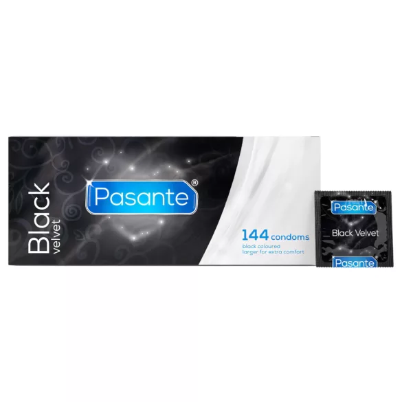 Pasante - fekete klasszikus latex óvszer nagy kiszerelésben (144 db)