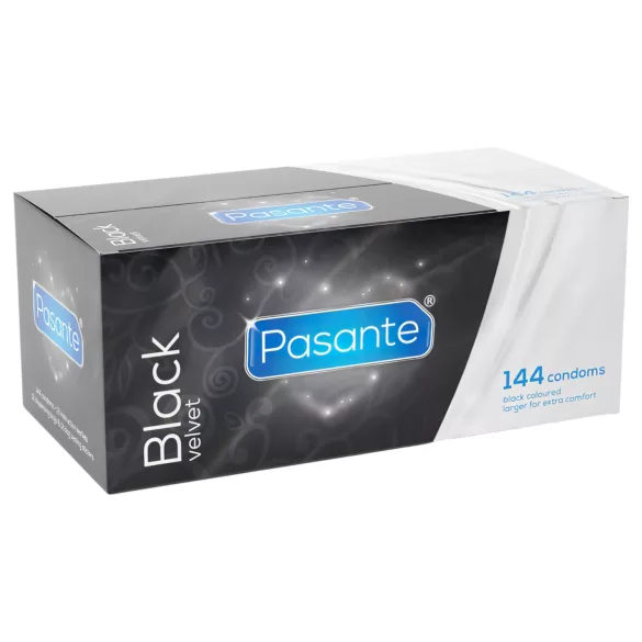 Pasante - fekete klasszikus latex óvszer nagy kiszerelésben (144 db)