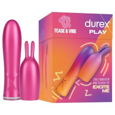 Durex Tease & Vibe - rúdvibrátor nyuszis csiklóizgatóval (pink)   Durex Tease & Vibe - rúdvibrátor nyuszis csiklóizgatóval (pink)
