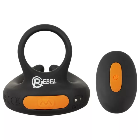 Rebel - rezgő péniszgyűrű és here vibrátor (fekete)